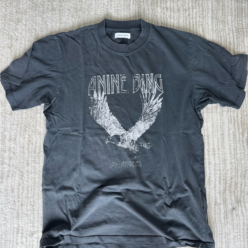 Anine Bing Charcoal Eagle Tee